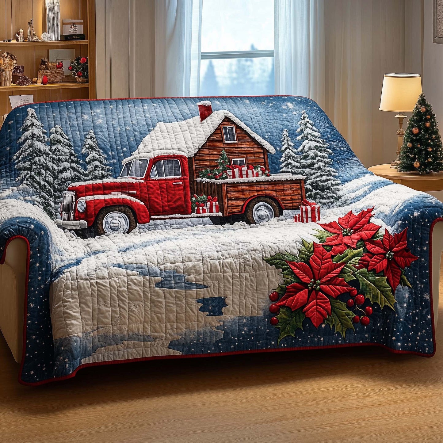 Farmhouse Christmas Quilted Sofa Cover GFTOQA350
