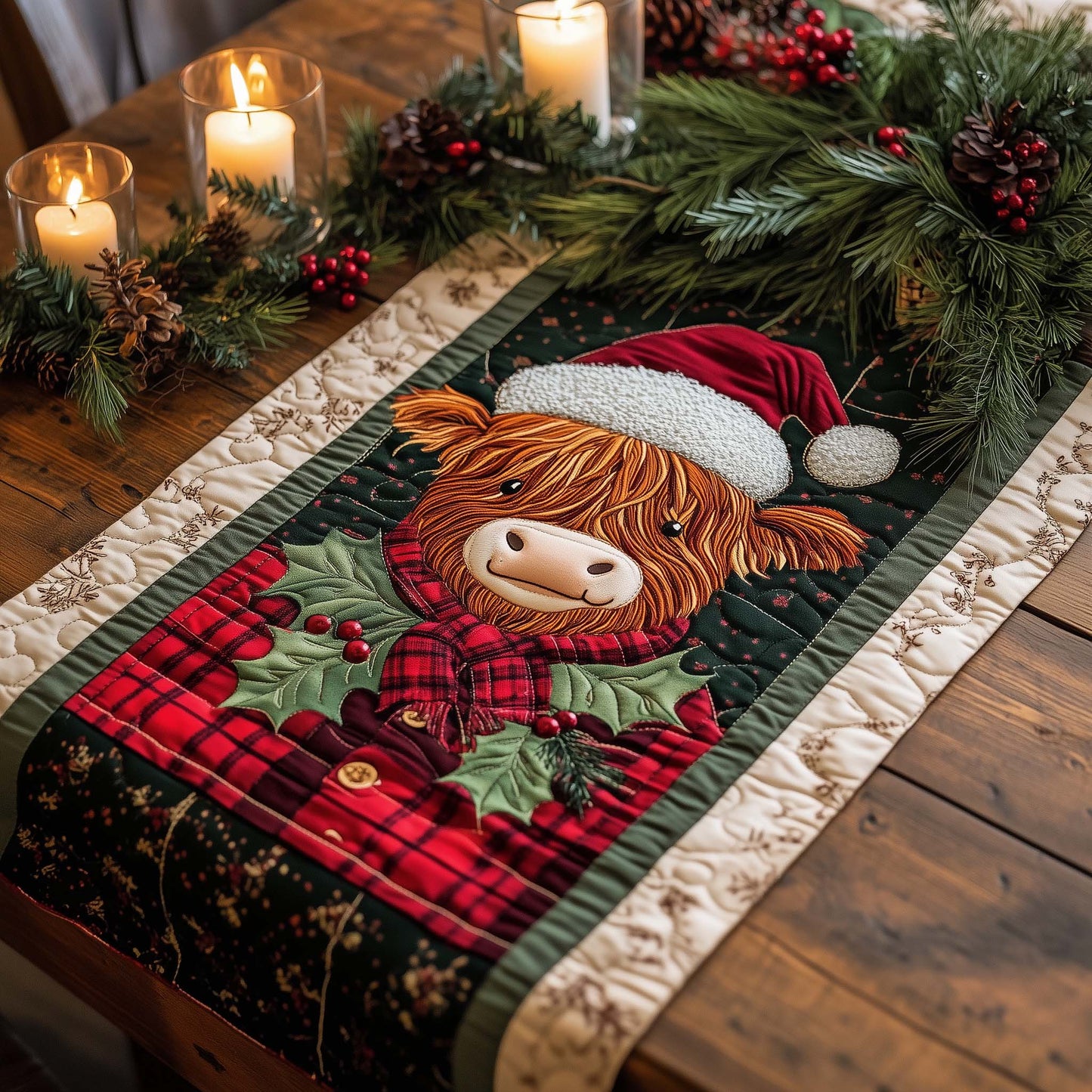 Highland Cow Quilted Table Runner GFTOQA389