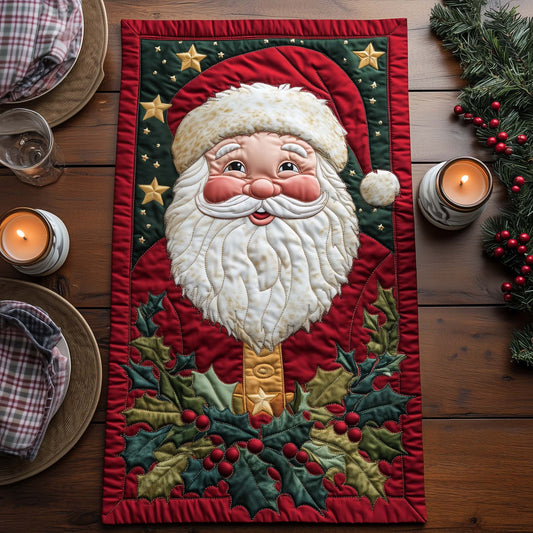 Holly Santa Quilted Table Runner GFTOQA403