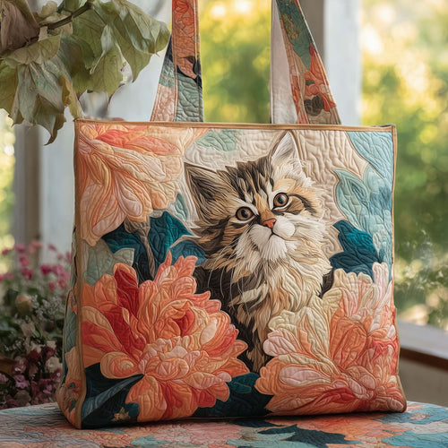Peony Kitten Quilted Tote Bag GFTOQA590
