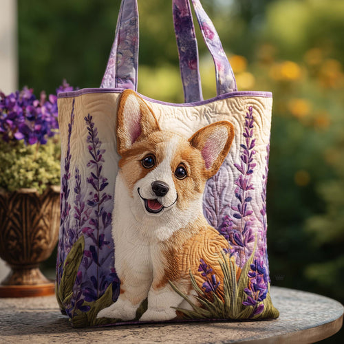 Lavender Corgi Quilted Tote Bag GFTOQA593