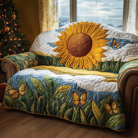 Golden Bloom Quilted Sofa Cover GFTOQA775
