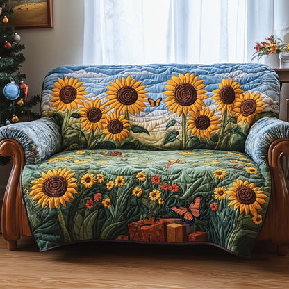 Golden Meadow Quilted Sofa Cover GFTOQA776