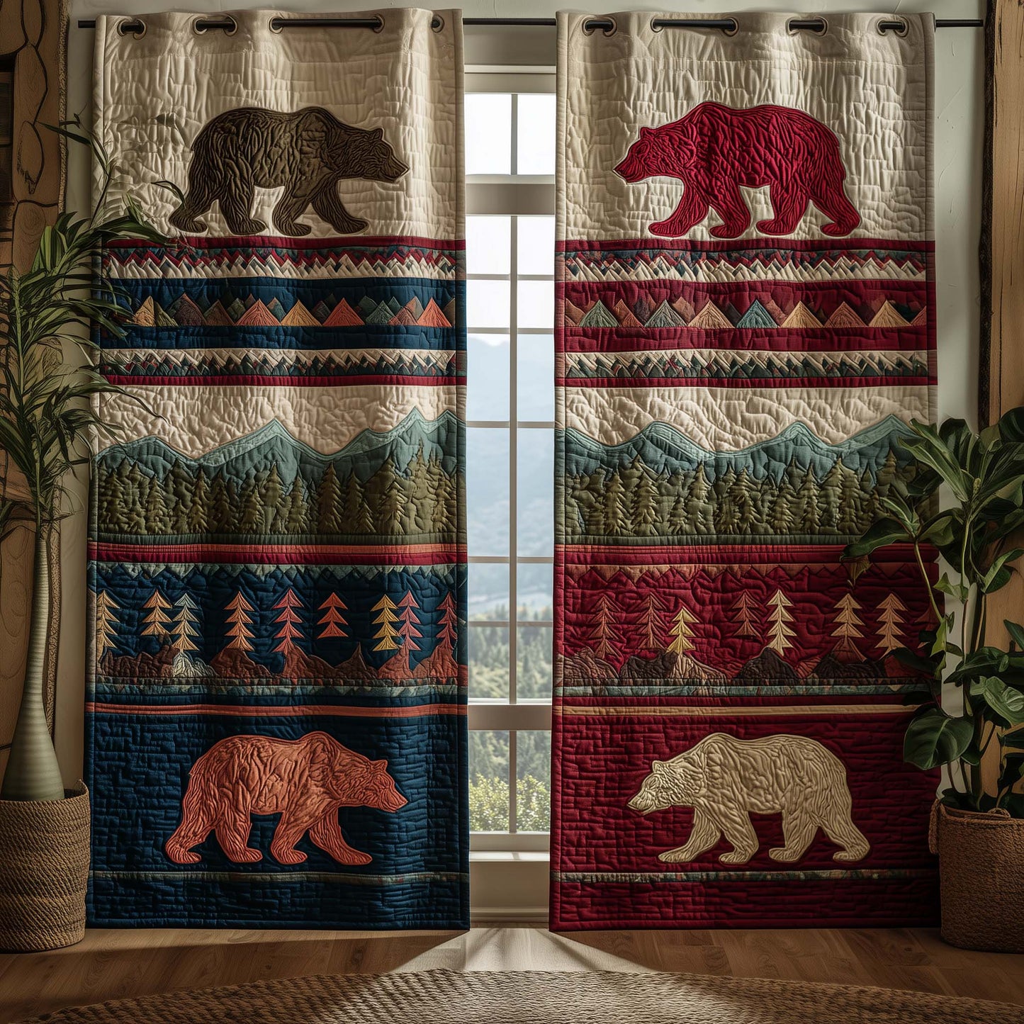 Bear Trails Quilted Curtains GFTOQA868