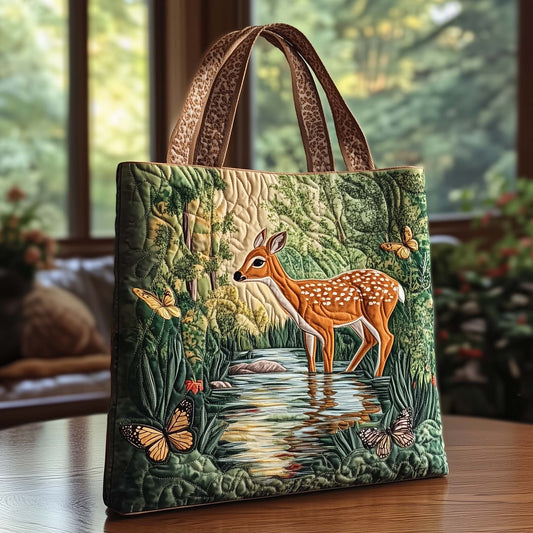 Reindeer Serenity Quilted Tote Bag GFTOQA911