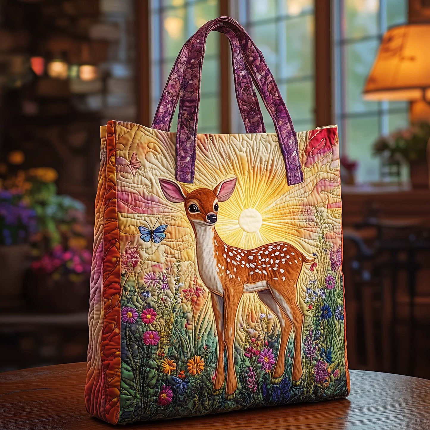Reindeer Beauty Quilted Tote Bag GFTOQA912