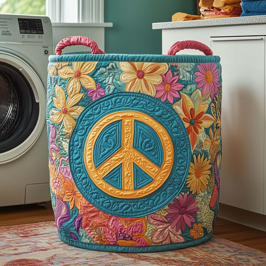 Hippie Peace Quilted Laundry Basket GFTOQA960