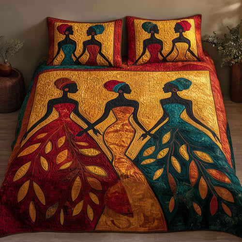 Golden Sisterhood 3-Piece Quilted Bedding Set GFTOQA968