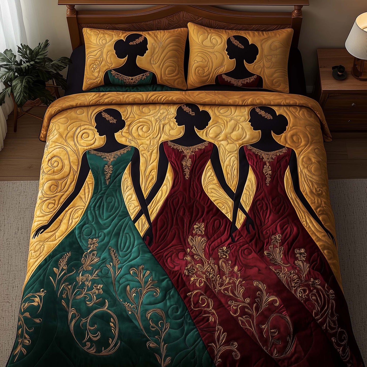Ebony Elegance 3-Piece Quilted Bedding Set GFTOQA974