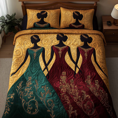 Ebony Elegance 3-Piece Quilted Bedding Set GFTOQA974
