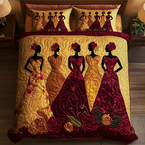 Crimson Gala 3-Piece Quilted Bedding Set GFTOQA977