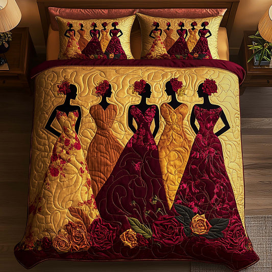 Crimson Gala 3-Piece Quilted Bedding Set GFTOQA977