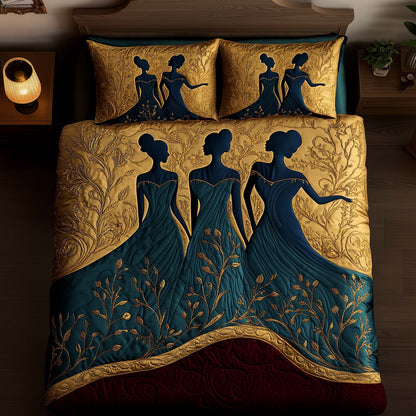 Teal Empress 3-Piece Quilted Bedding Set GFTOQA979