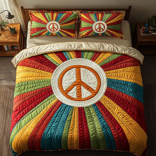 Hippie Peace 3-Piece Quilted Bedding Set GFTOQA980