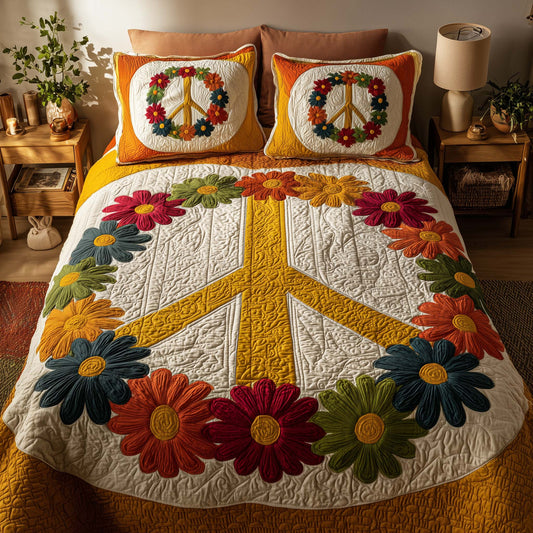 Hippie Peace 3-Piece Quilted Bedding Set GFTOQA982