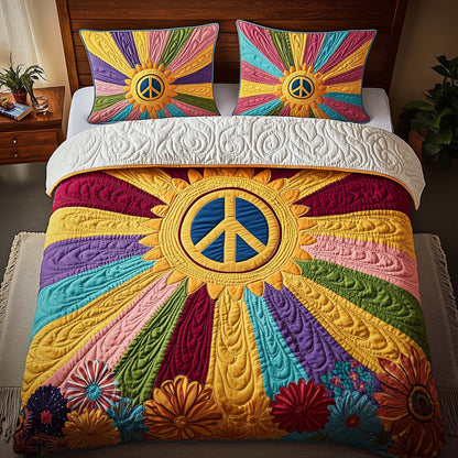 Hippie Peace 3-Piece Quilted Bedding Set GFTOQA984