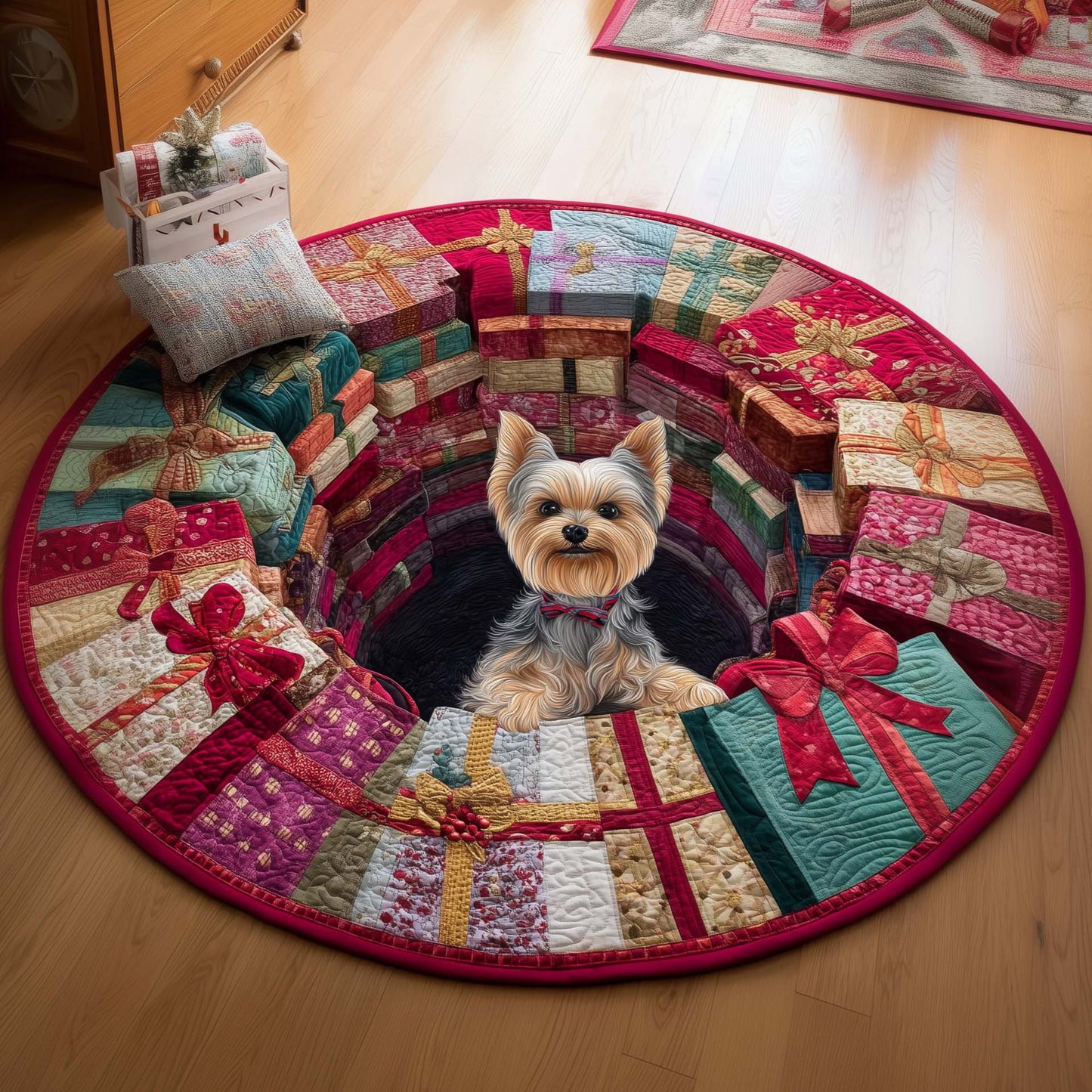 Yorkshire Terrier Quilted Round Mat GFTOQM100