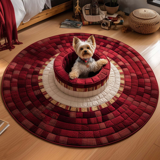 Yorkshire Terrier Quilted Round Mat GFTOQM105
