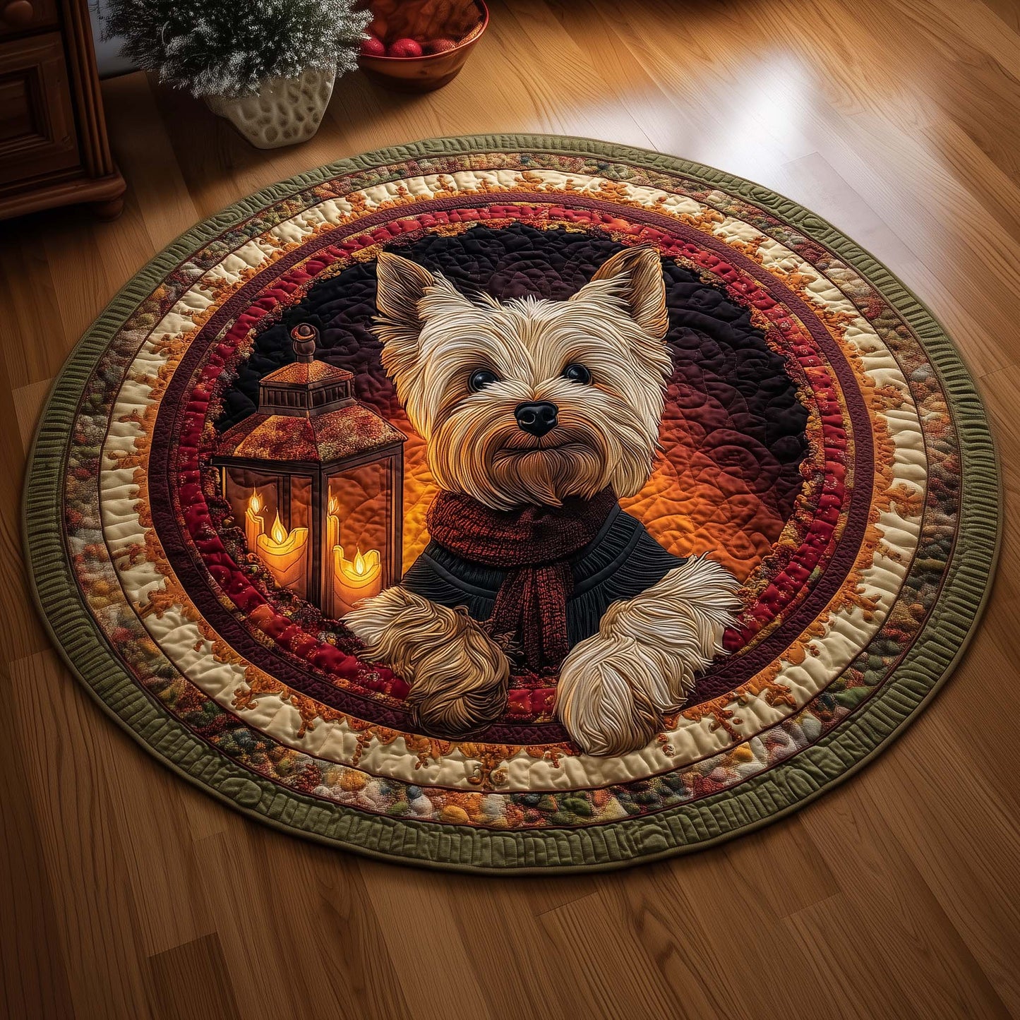 Yorkshire Terrier Quilted Round Mat GFTOQM107