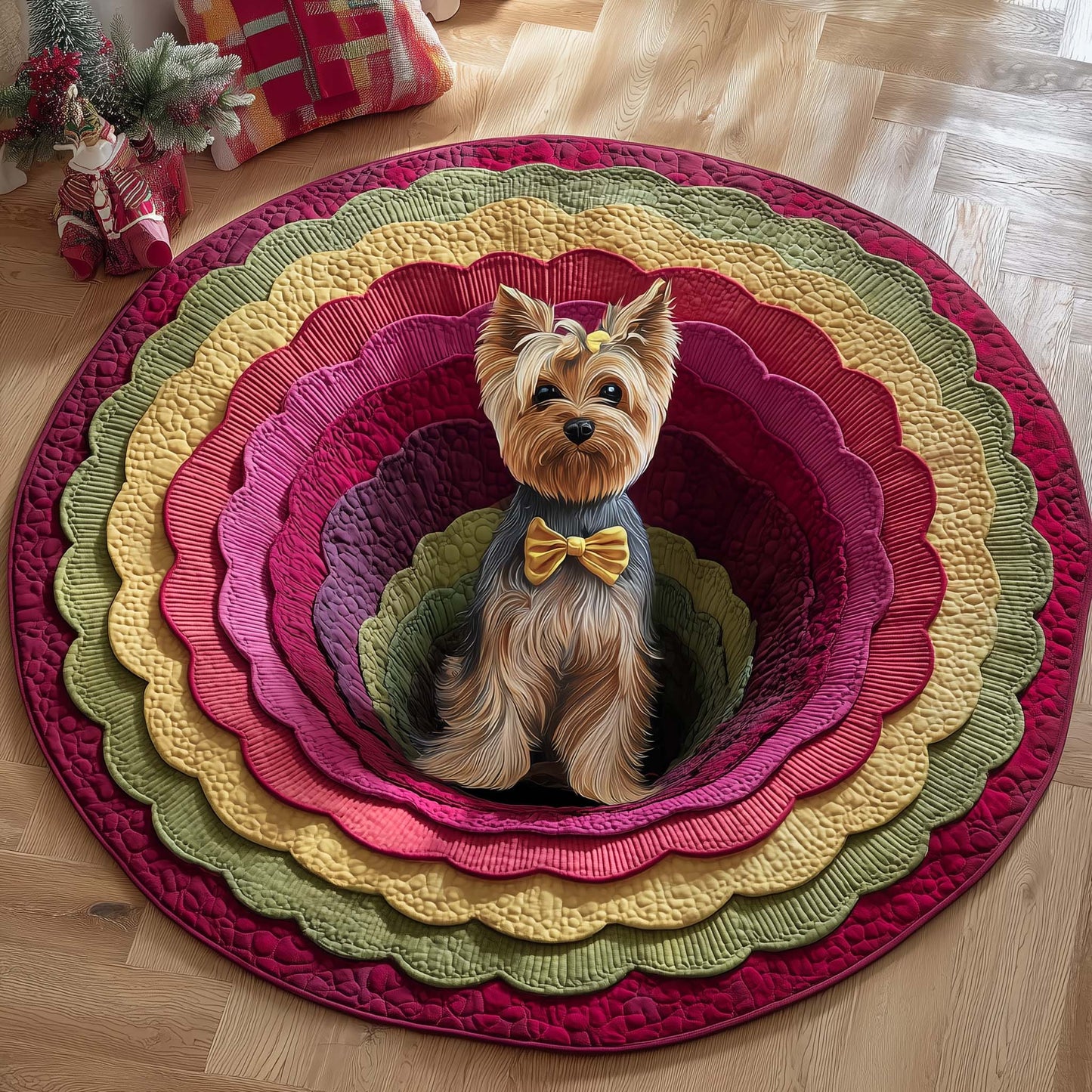 Yorkshire Terrier Quilted Round Mat GFTOQM108