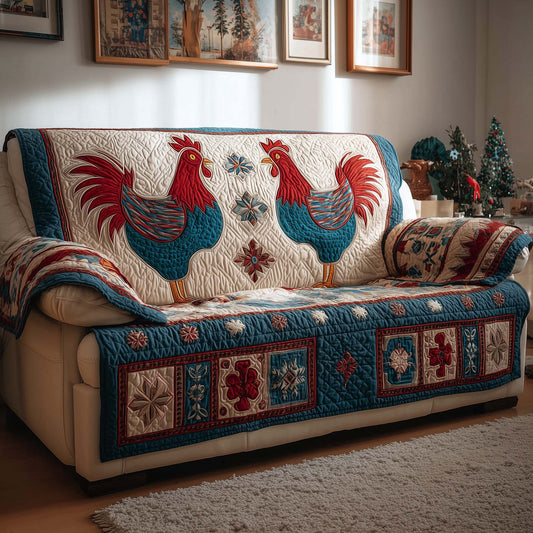 Rooster Twins Quilted Sofa Cover GFTOQM1329