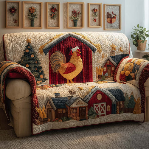 Barn Rooster Quilted Sofa Cover GFTOQM1330