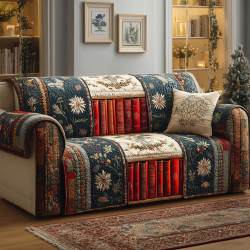 Floral Library Quilted Sofa Cover GFTOQM1336