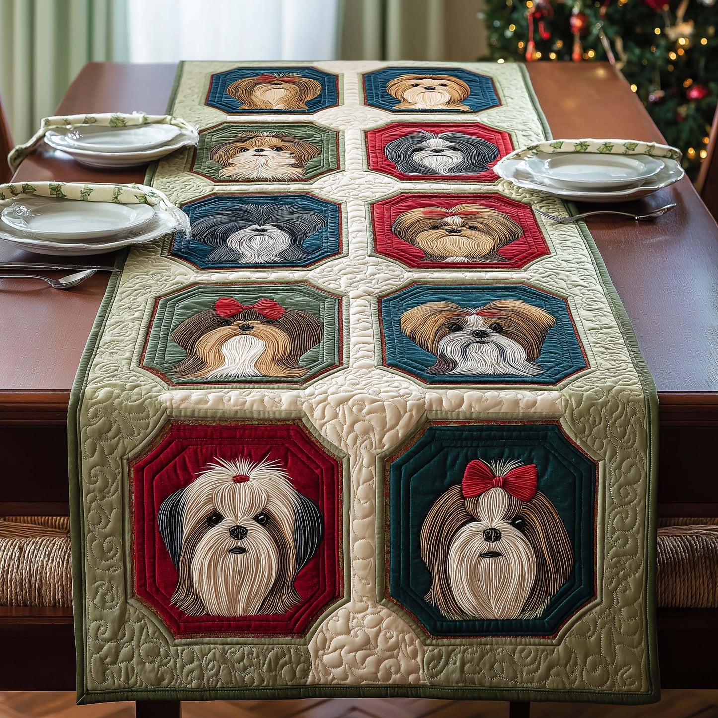 Ribbon Shih Quilted Table Runner GFTOQM1342