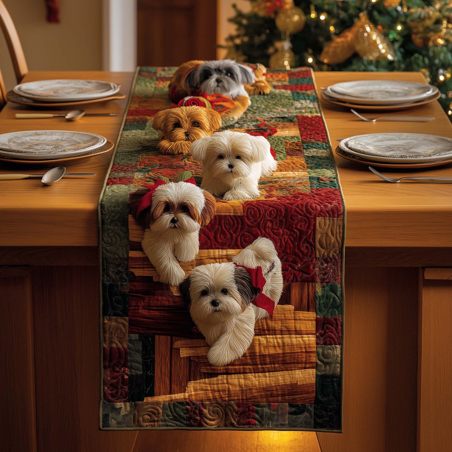 Puppy Cascade Quilted Table Runner GFTOQM1345