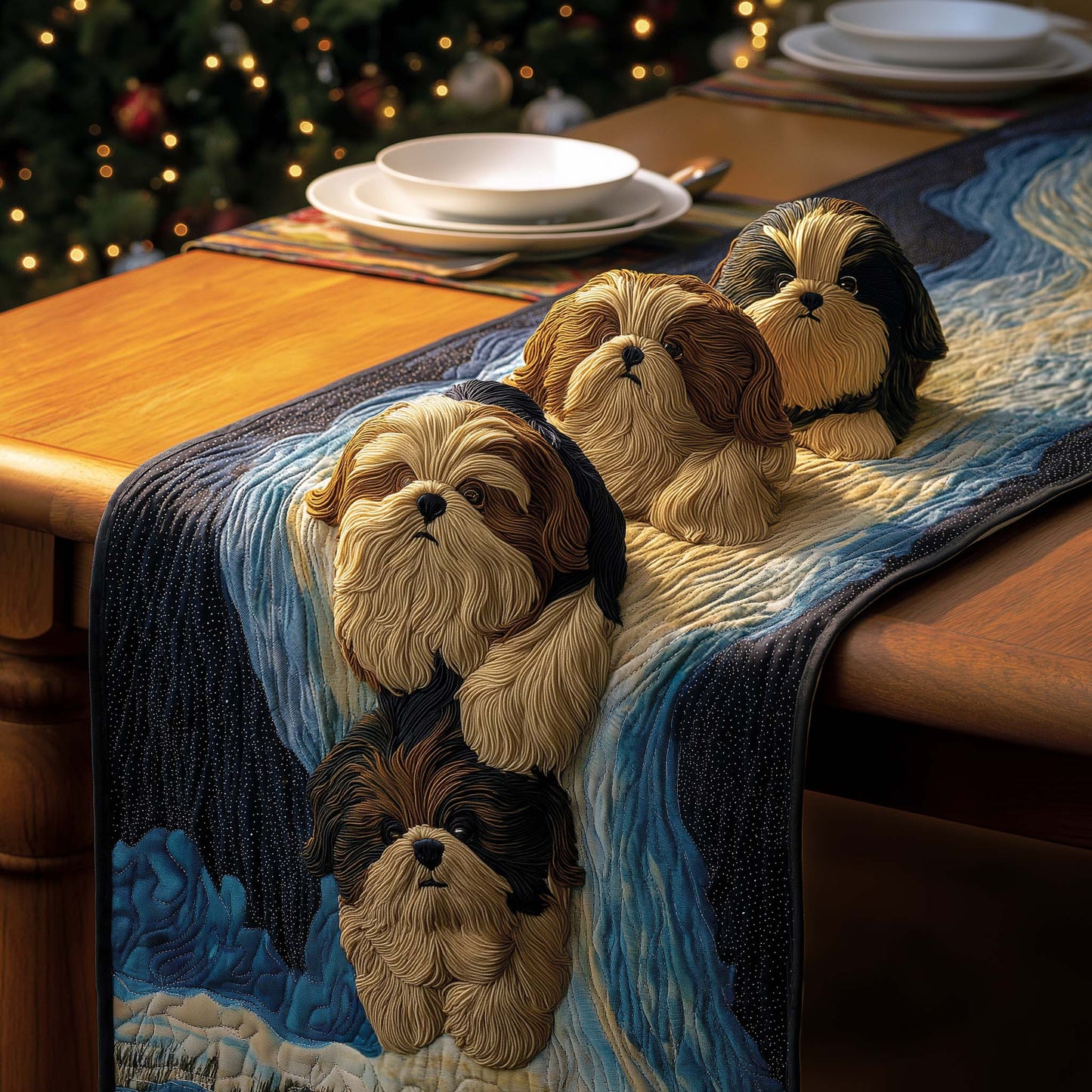 Puppy Falls Quilted Table Runner GFTOQM1346