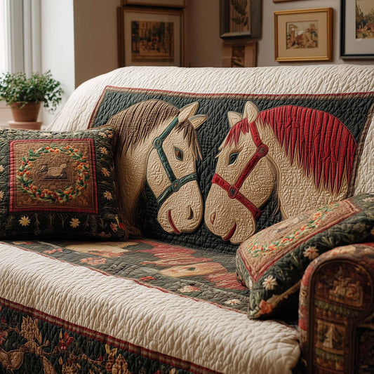 Gentle Horses Quilted Sofa Cover GFTOQM1381
