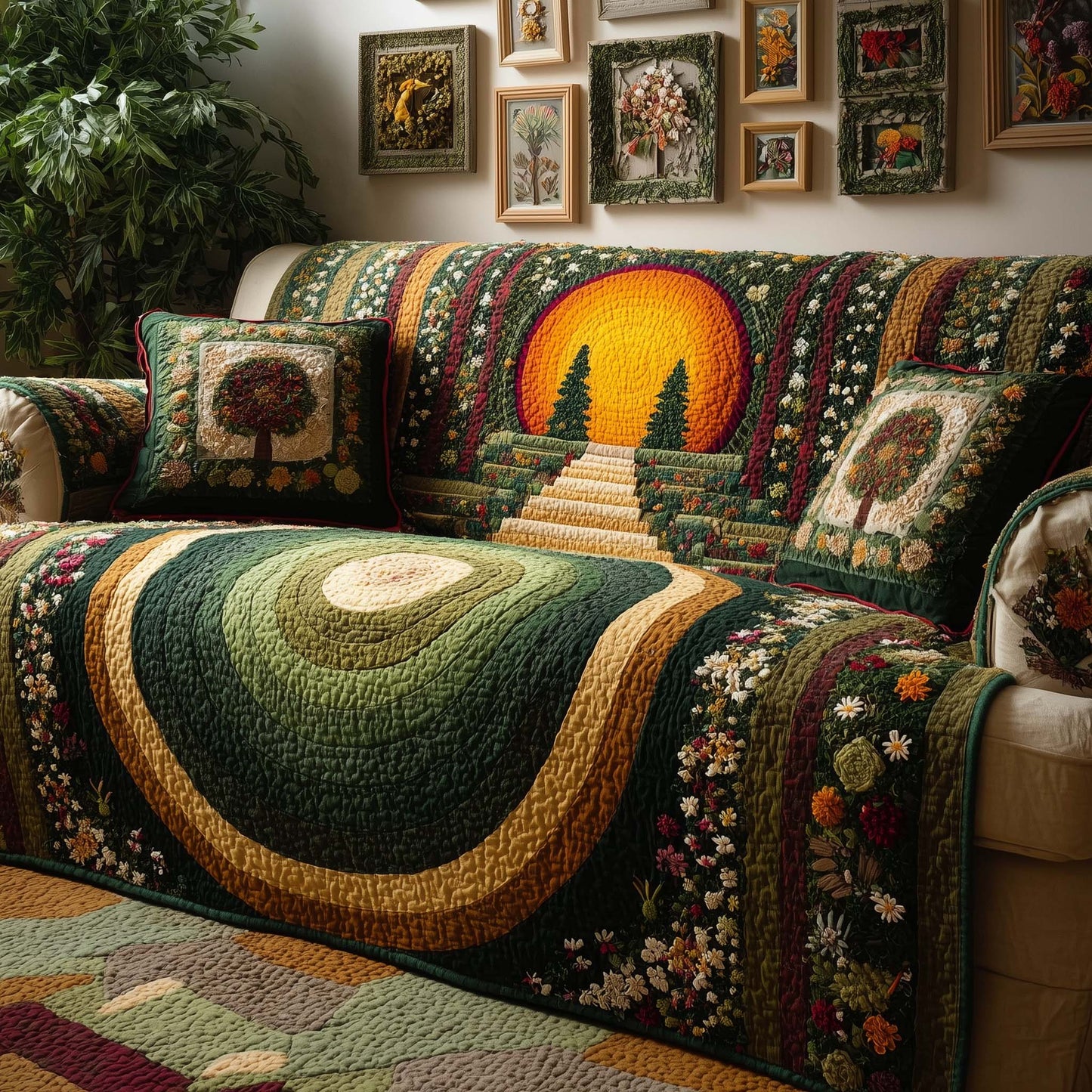 Garden Path Quilted Sofa Cover GFTOQM1527