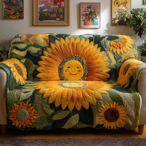 Sunny Bloom Quilted Sofa Cover GFTOQM1528