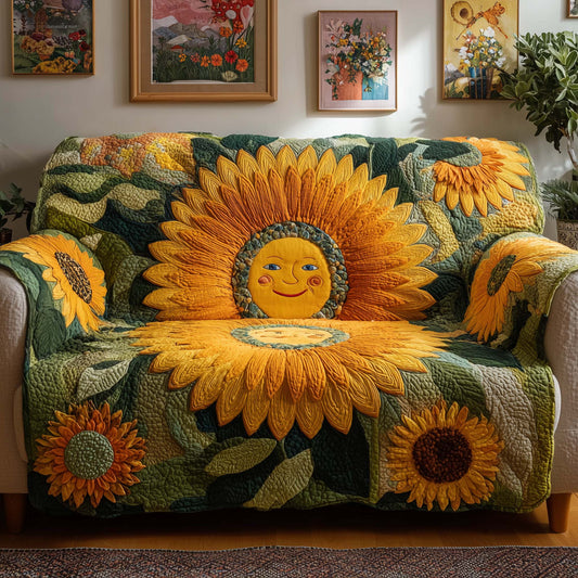 Sunny Bloom Quilted Sofa Cover GFTOQM1528