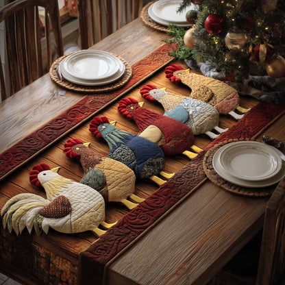 Patchwork Roosters Quilted Table Runner GFTOQM1533