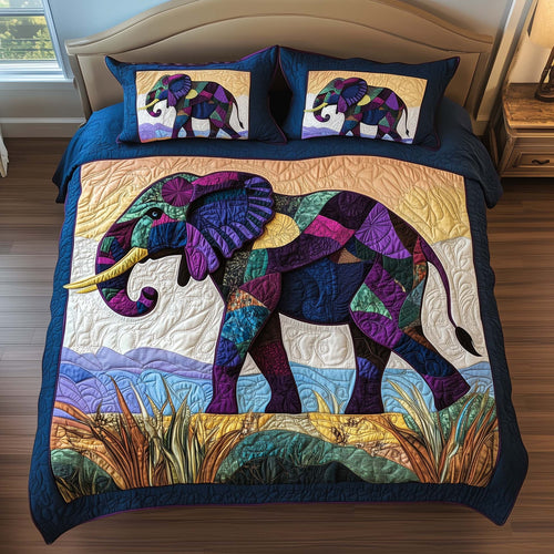 Mosaic Elephant 3-Piece Quilted Bedding Set GFTOQM1539