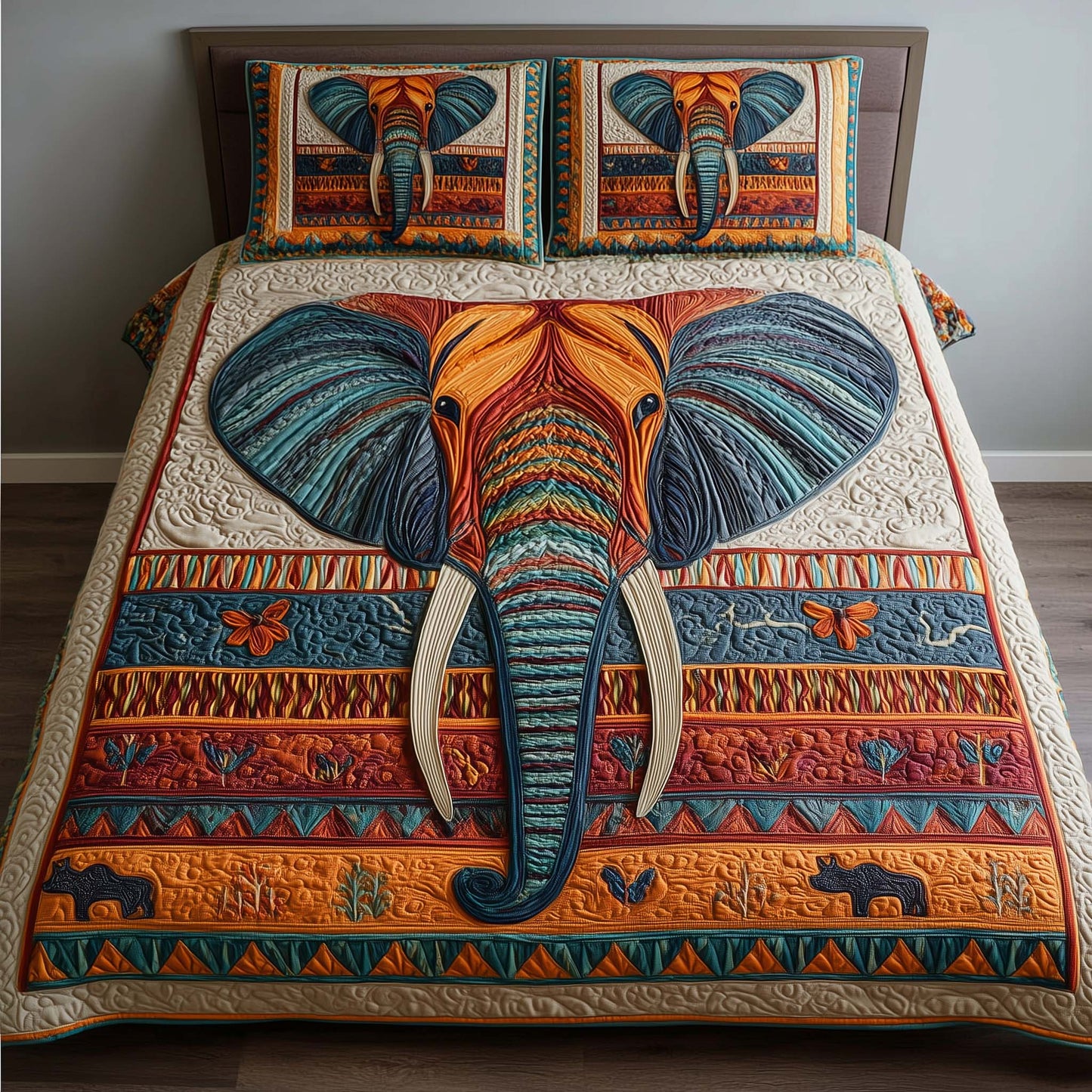 Tribal Elephant 3-Piece Quilted Bedding Set GFTOQM1541