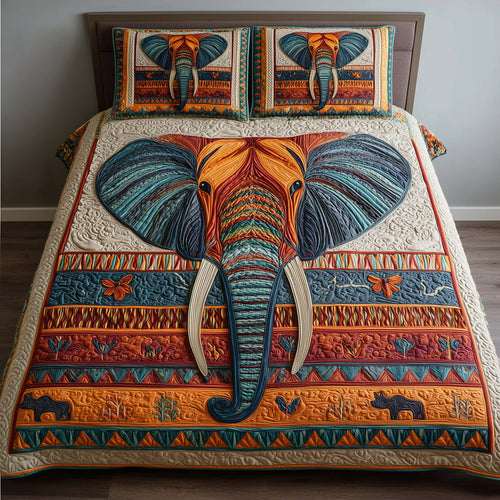 Tribal Elephant 3-Piece Quilted Bedding Set GFTOQM1541