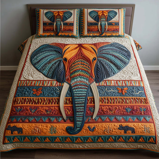 Tribal Elephant 3-Piece Quilted Bedding Set GFTOQM1541