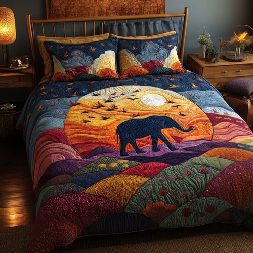Moonlit Elephant 3-Piece Quilted Bedding Set GFTOQM1542
