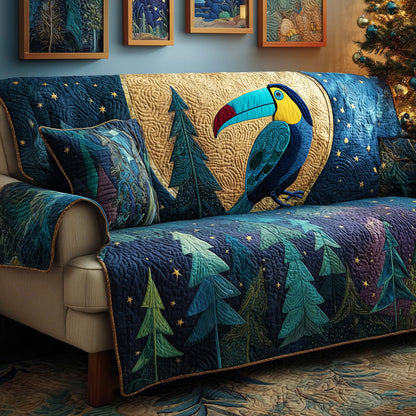 Forest Taucan Quilted Sofa Cover GFTOQM1567