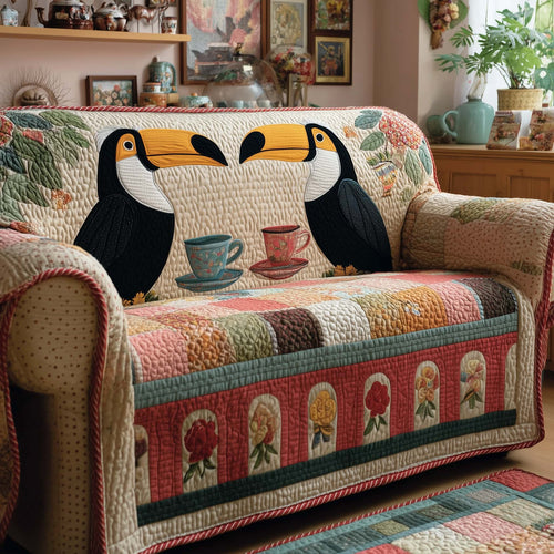 Tea Toucans Quilted Sofa Cover GFTOQM1570