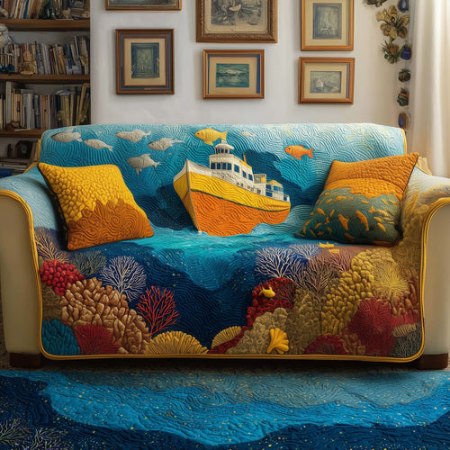 Coral Cruiser Quilted Sofa Cover GFTOQM1573