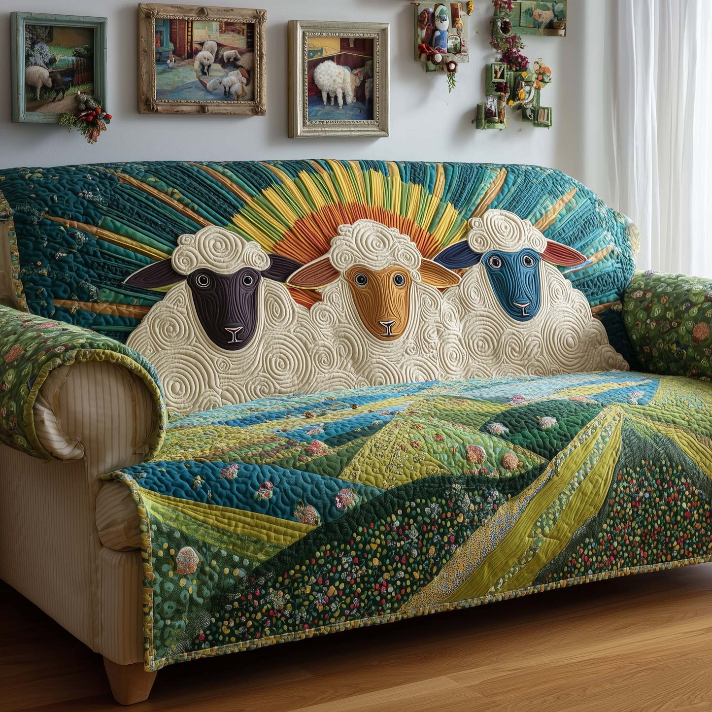 Sunrise Sheep Quilted Sofa Cover GFTOQM1580