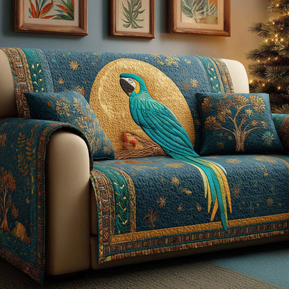 Teal Macaw Quilted Sofa Cover GFTOQM1605