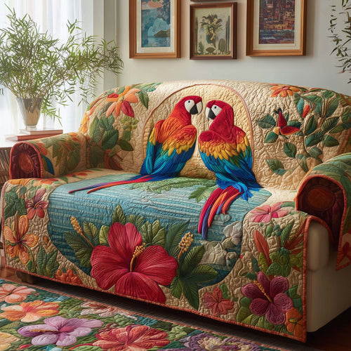 Lover Macaws Quilted Sofa Cover GFTOQM1606