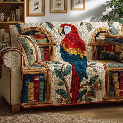 Library Parrot Quilted Sofa Cover GFTOQM1608