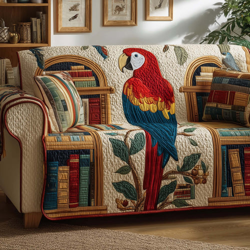 Library Parrot Quilted Sofa Cover GFTOQM1608