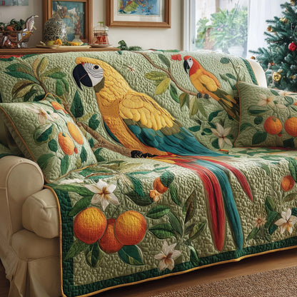 Orchard Parrot Quilted Sofa Cover GFTOQM1610