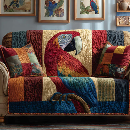Patchwork Macaw Quilted Sofa Cover GFTOQM1611